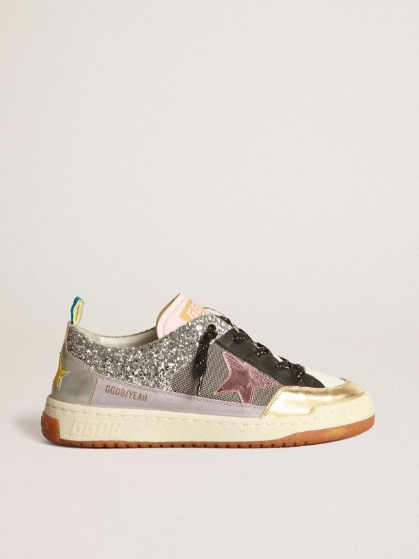 golden goose camo with pink star