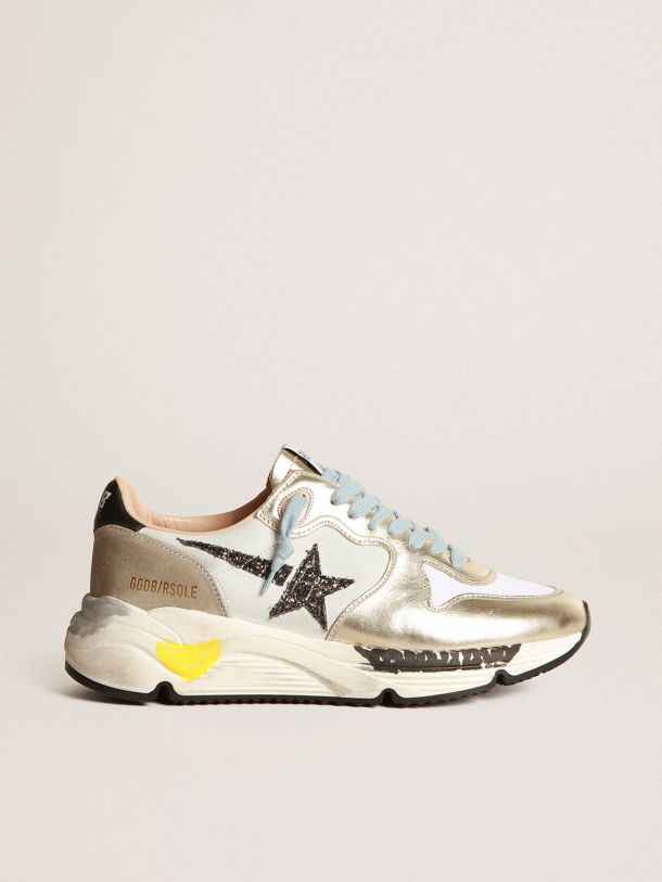 Golden Goose - Laminated Running sneakers, nubuck insert and glittery star in 