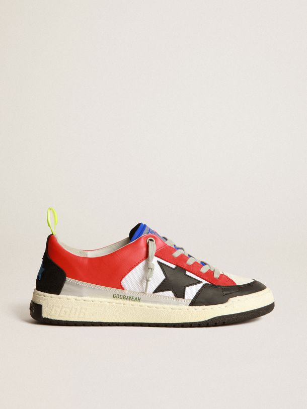 Golden Goose - Red Yeah! sneakers with purple star and snakeskin-print insert in 