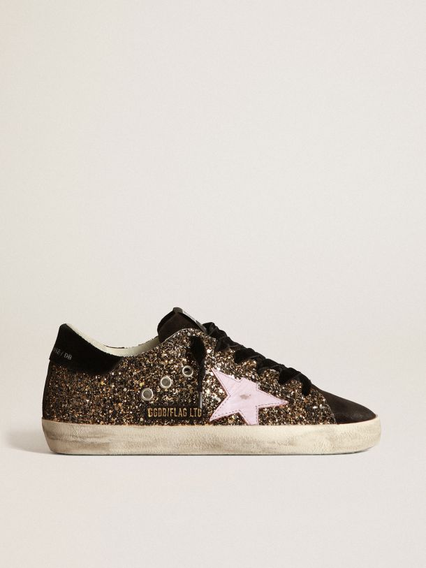 Golden Goose - Super-Star sneakers in glitter with red leather star in 