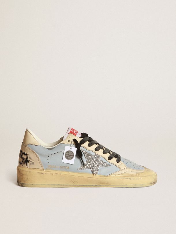 Golden Goose - Women’s Ball Star LAB in smoky light-blue leather with Swarovski star in 