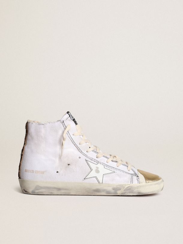 Golden Goose - Francy LAB sneakers with white leather star and gold metallic leather toe in 