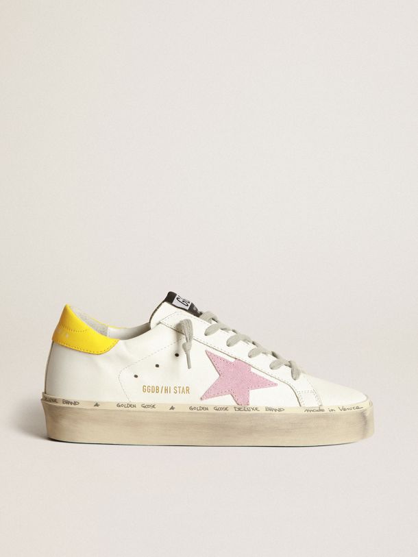 Hi Star sneakers with pink suede star and yellow leather heel tab