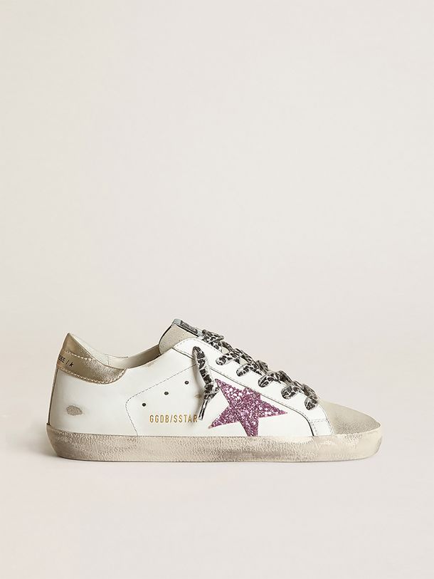 Golden Goose - Super-Star sneakers with glitter and gold heel tab in 