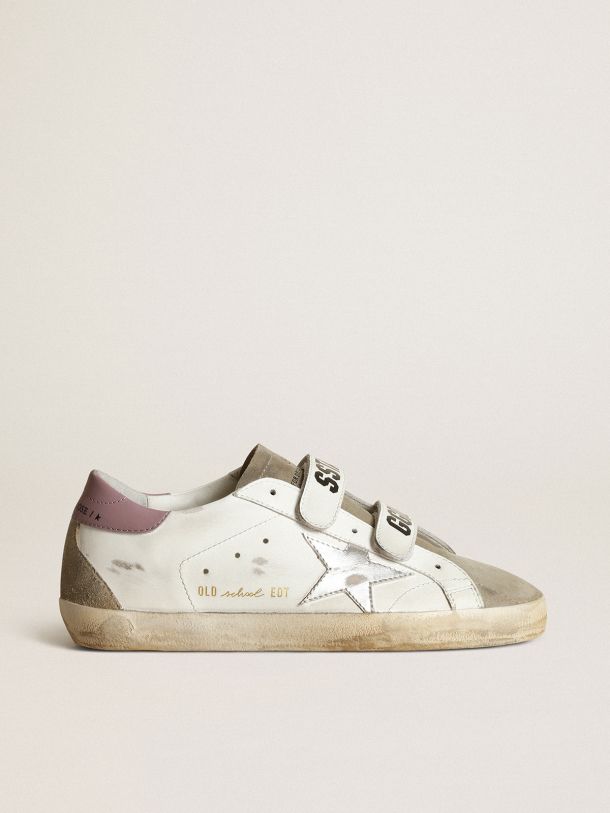 Golden Goose - Old School sneakers with silver laminated leather star and dove-gray suede inserts in 