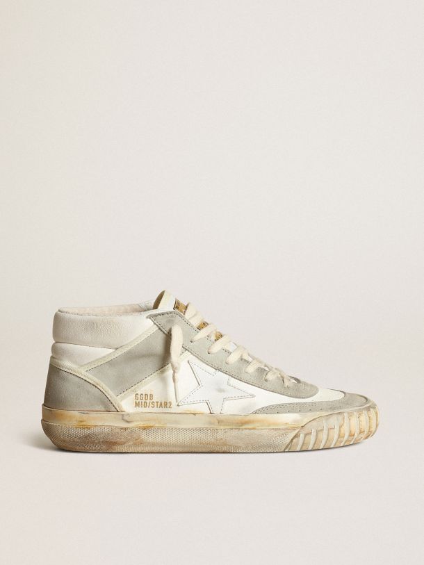Golden Goose - Men’s Mid Star with ice-gray suede inserts and white star in 
