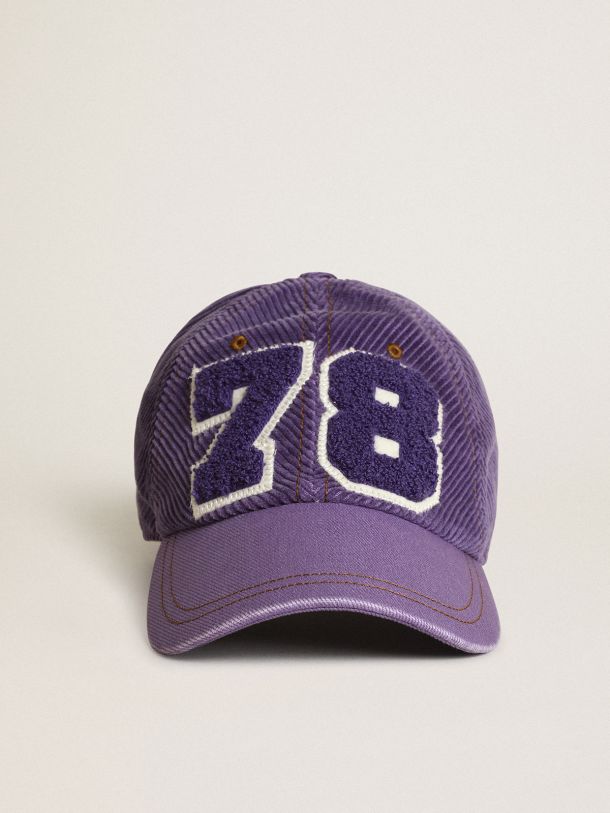 Golden Goose - Baseball cap in purple corduroy with 78 patch on the front in 