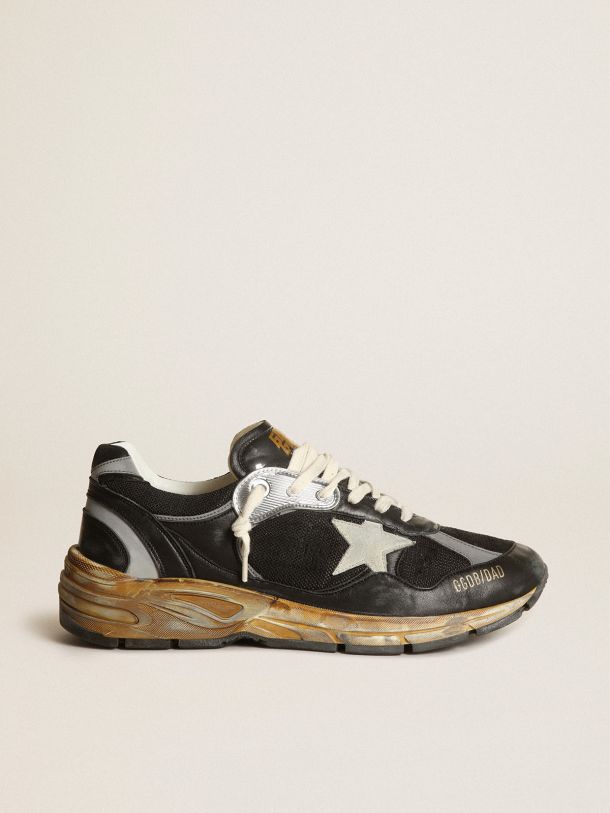 Golden Goose - Women’s Dad-Star sneakers in black mesh and nappa leather with ice-gray suede star in 