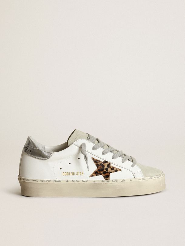 Hi Star sneakers with leopard-print pony skin star and silver metallic ...