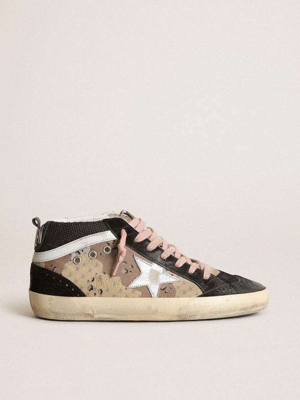 Golden Goose - Mid Star LTD sneakers in camouflage ripstop fabric with silver laminated leather star and white leather flash in 