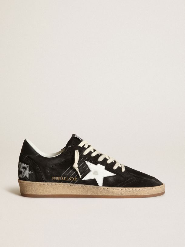 Men’s Ball Star sneakers in black suede with white leather star and black leather heel tab