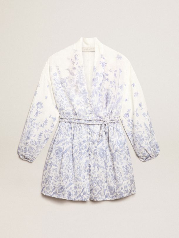 Golden Goose - Mini-robe collection Resort en lin à imprimé bleu méditerranéen    in 