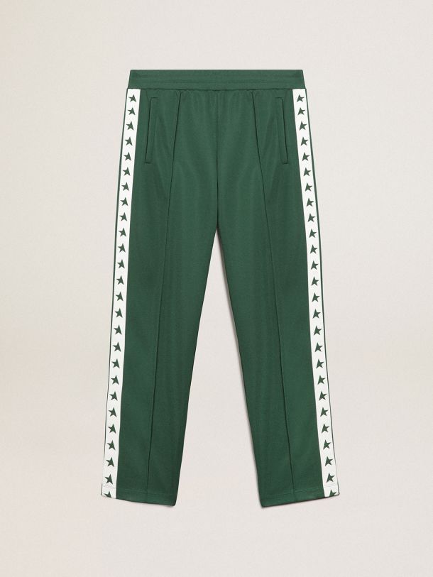 Golden Goose - Pantalon de jogging Doro collection Star vert brillant avec bande et étoiles en contraste in 