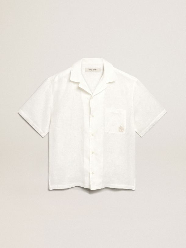 Golden Goose - Resort Collection linen shirt in vintage white   in 