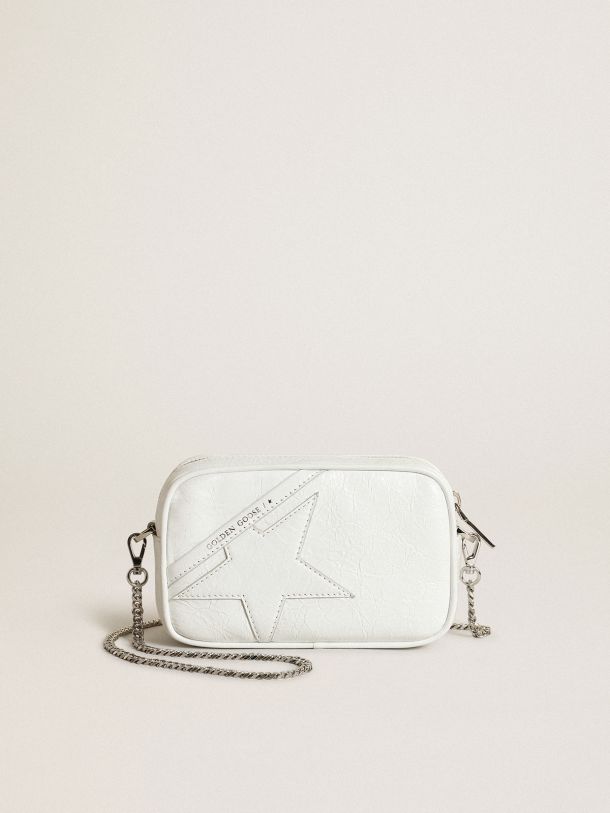 Borsa Mini Star Bag in pelle lucida color bianco con stella ton sur ton