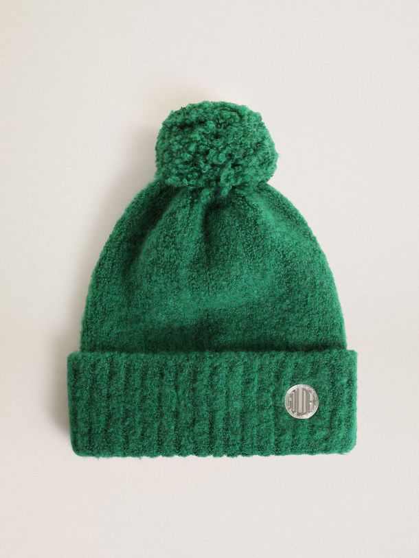 Journey Collection green wool beanie with pompom
