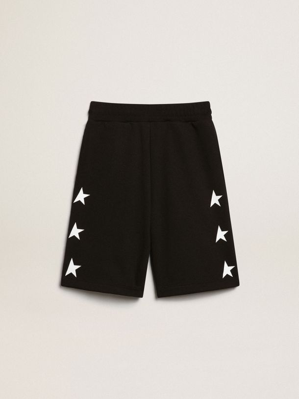Boys’ black Bermuda shorts with white stars 