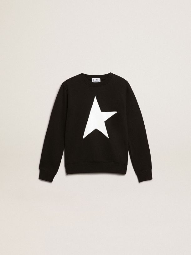 Golden Goose - Sweat-shirt noir collection Star avec grande étoile blanche sur le devant in 