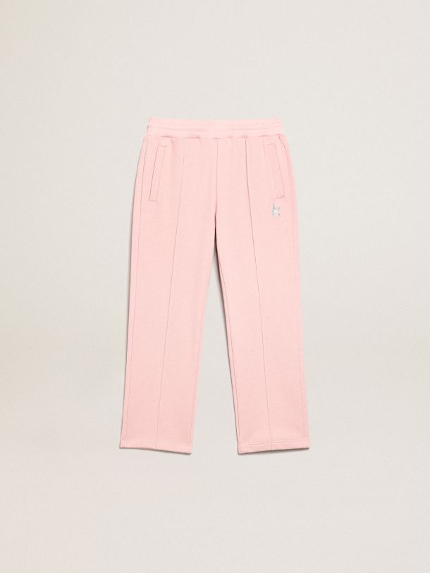 Pantalone jogging rosa Collezione Star con stella in glitter color argento sul davanti