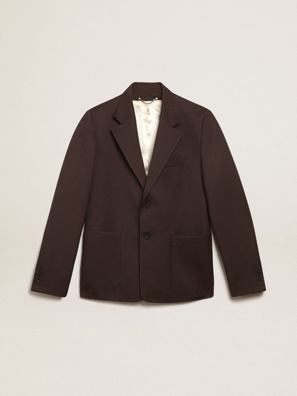 Golden Goose - Journey Collection single-breasted blazer in licorice-colored wool gabardine with horn buttons in 