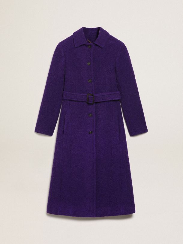 Golden Goose - Abrigo de la colección Journey color violeta índigo de lana con forro interno con estampado dibujado in 