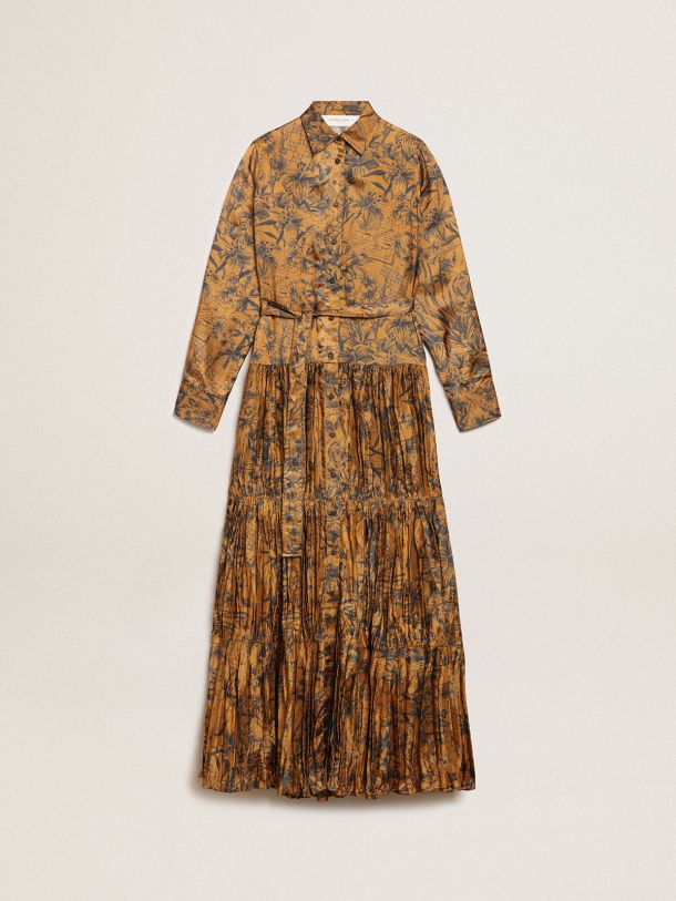 Golden Goose - Goldbraunes Kleid aus der Journey Collection mit Notebook-Print in 