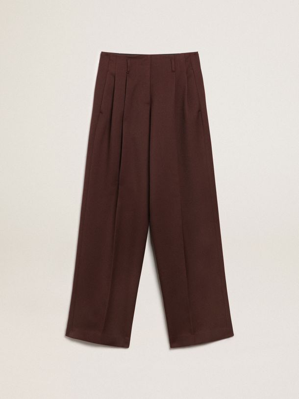 Journey Collection Flavia pants in chicory-coffee-colored wool gabardine