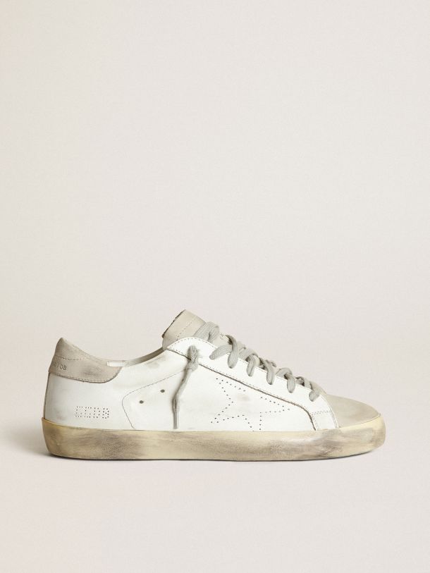 Golden Goose - Super-Star sneakers with perforated star and ice-gray nubuck heel tab in 