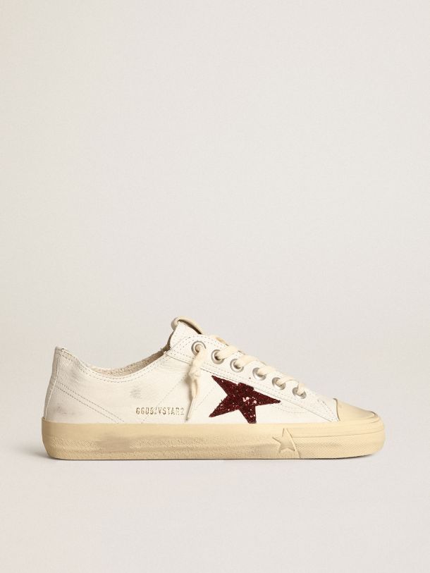 V-Star sneakers in white nappa leather with red glitter star