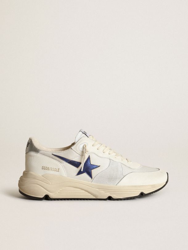 Running Sole in white mesh and nappa leather with a blue star | Golden ...