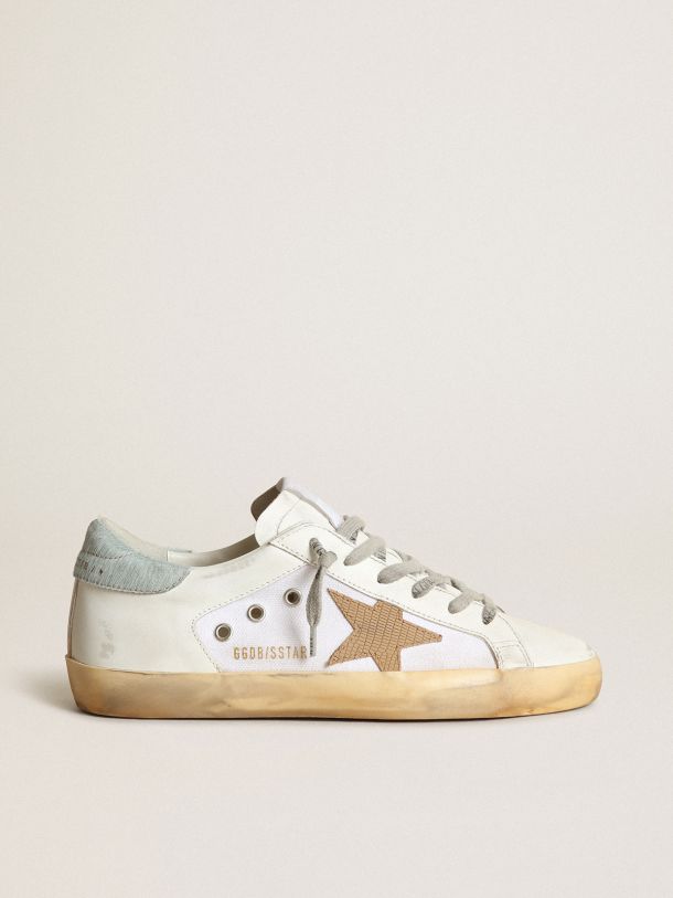Golden Goose - Super-Star LTD sneakers in white leather and canvas with light brown nubuck star    in 