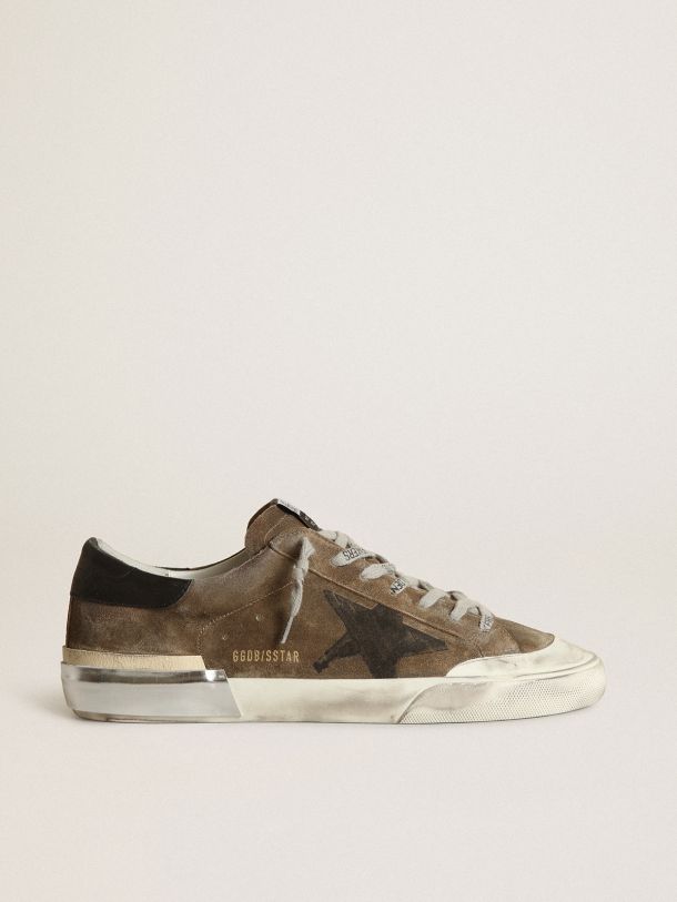 Super-Star LTD sneakers in military-green suede with black screen-printed star