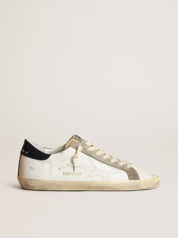 Golden Goose - Men’s Super-Star sneakers with perforated star and glossy midnight-blue leather heel tab in 