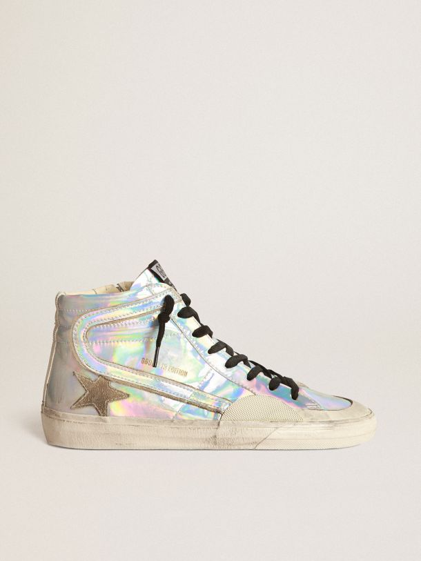 Men’s Slide LAB in holographic-effect fabric
