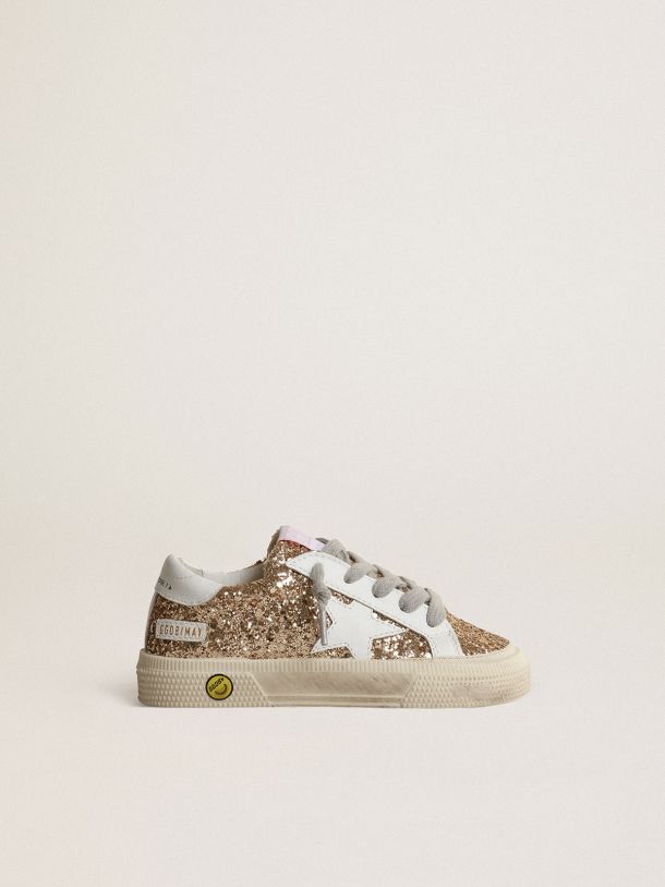 Golden Goose - Junior May School in glitter with white star and heel tab in 