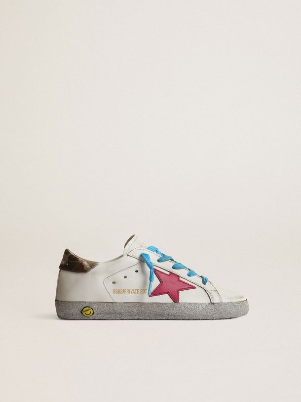 Golden Goose - Young Super-Star LTD sneakers with fuchsia star and glitter foxing in 