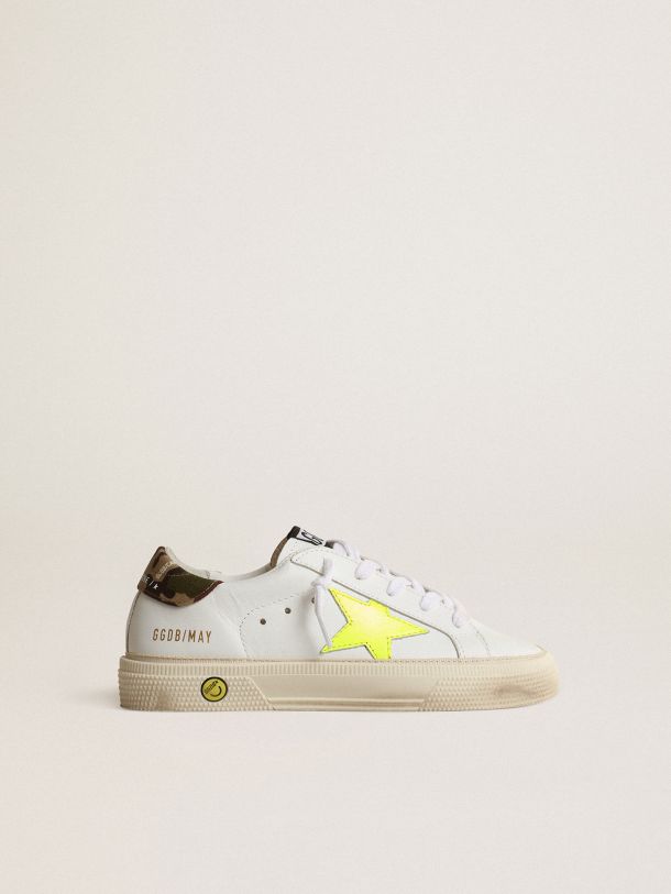Golden Goose - Young May School with yellow leather star and camouflage heel tab in 