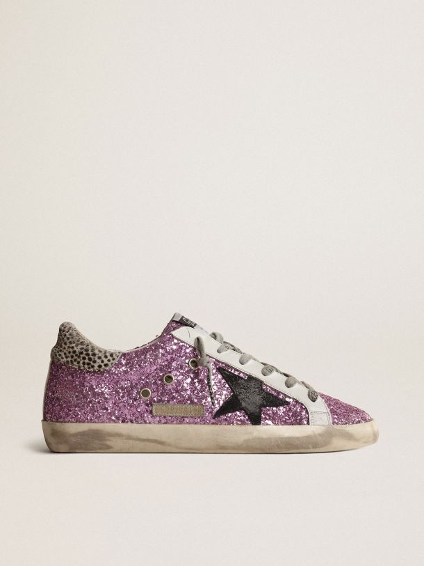 Golden Goose - Super-Star sneakers in lavender-color glitter with black star   in 