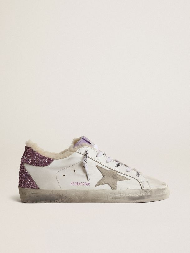 Golden Goose - Super-Star sneakers in white leather with gray suede star in 