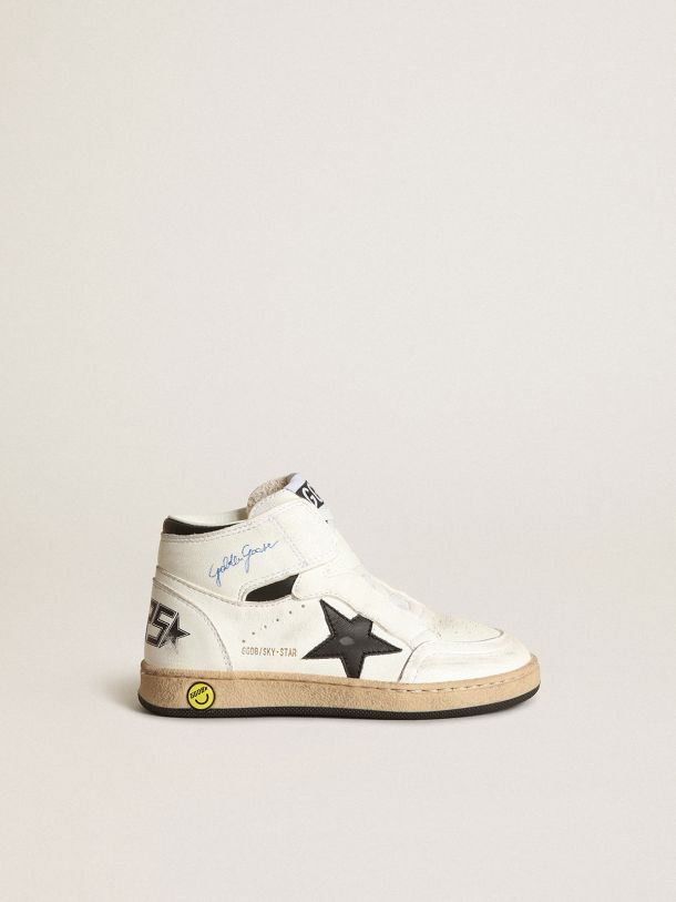 Sky-Star Junior in white nappa leather with black leather star