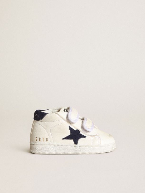 June in nappa leather with dark blue suede star and heel tab