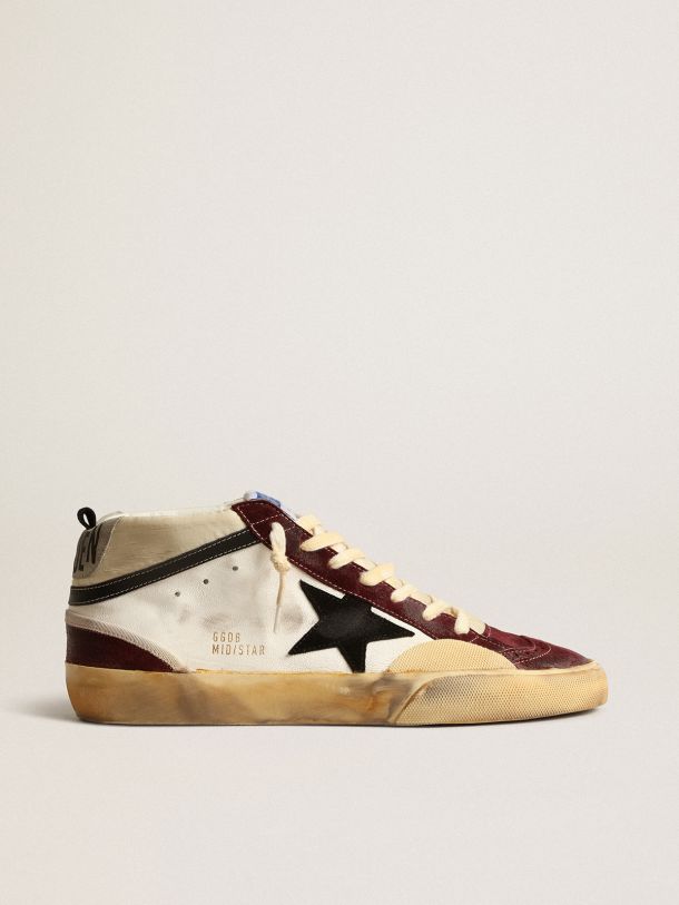 Mid Star in nappa with black suede star and wine-red inserts