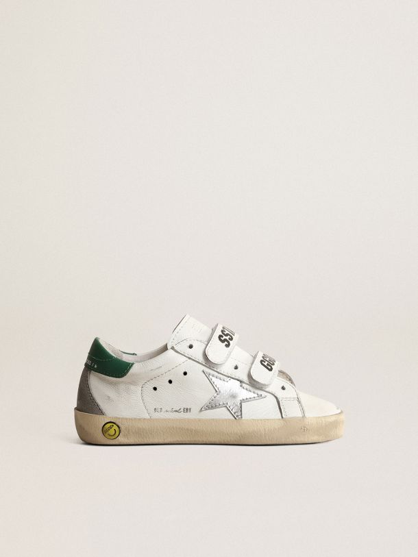 Old School Young with metallic leather star and green heel tab