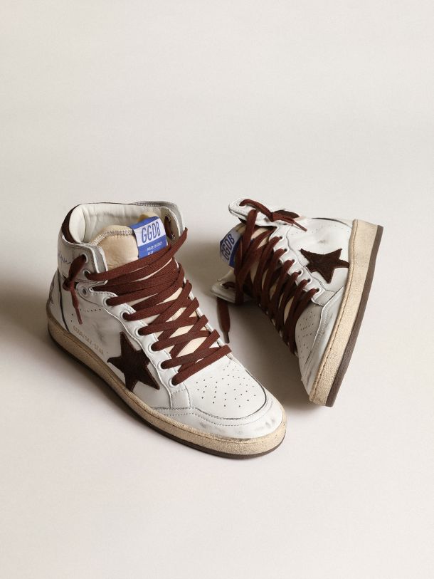 Women’s Sky-Star in white nappa leather with chocolate suede star