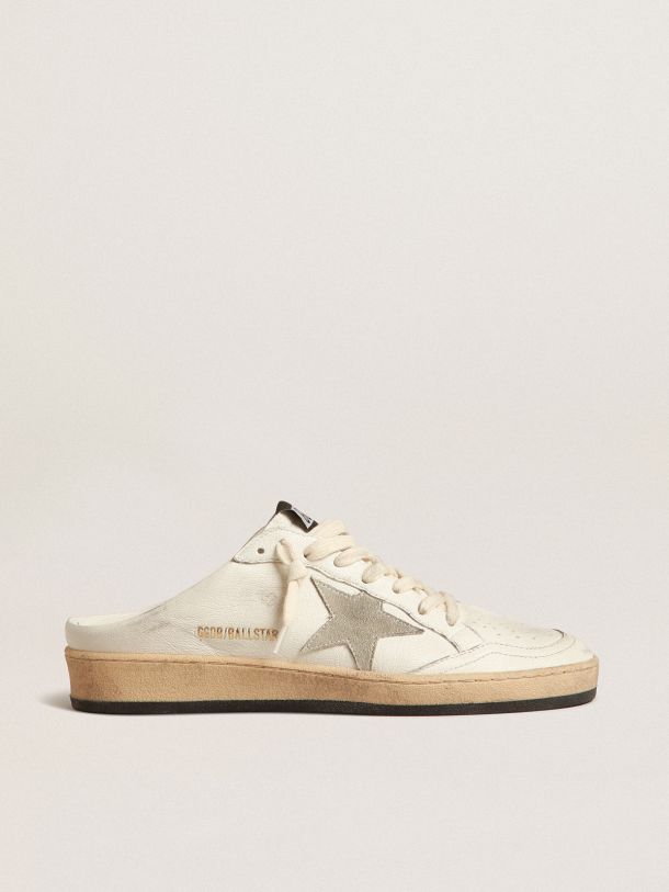 Ball Star Sabots in nappa leather with ice-gray suede star