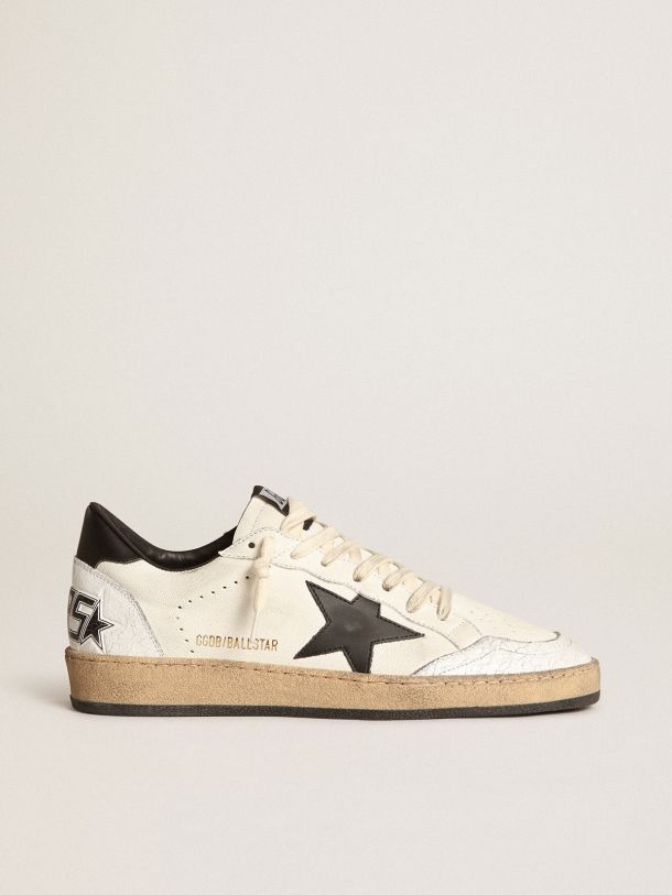 Men's Ball Star sneakers in white nappa leather with black leather star and heel tab