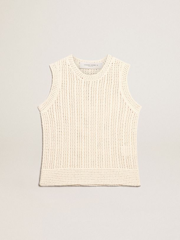 Papyrus-colored knitted sleeveless top