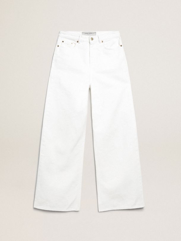 Wide-leg jeans in white bull denim