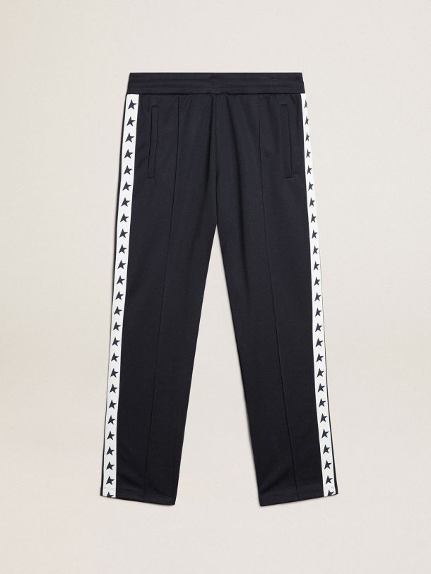 Dark blue joggers with contrasting strip and stars