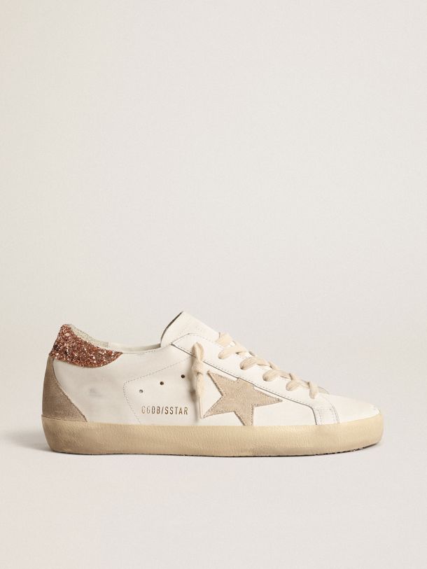 Super-Star with a suede star and peach-pink glitter heel tab | Golden Goose